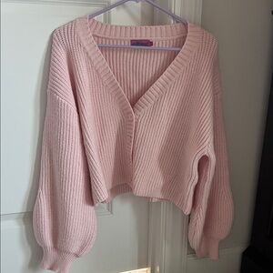 Edikted Light Pink Ribbed Cardigan